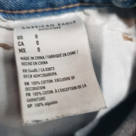 American and Eagle Denim Blue Mom Short size 0 distressed 4858 - Picture 8 of 11